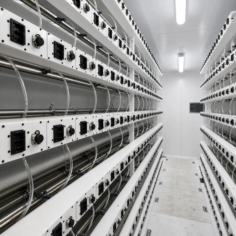 High-density water-cooled mining racks and cooling branch lines