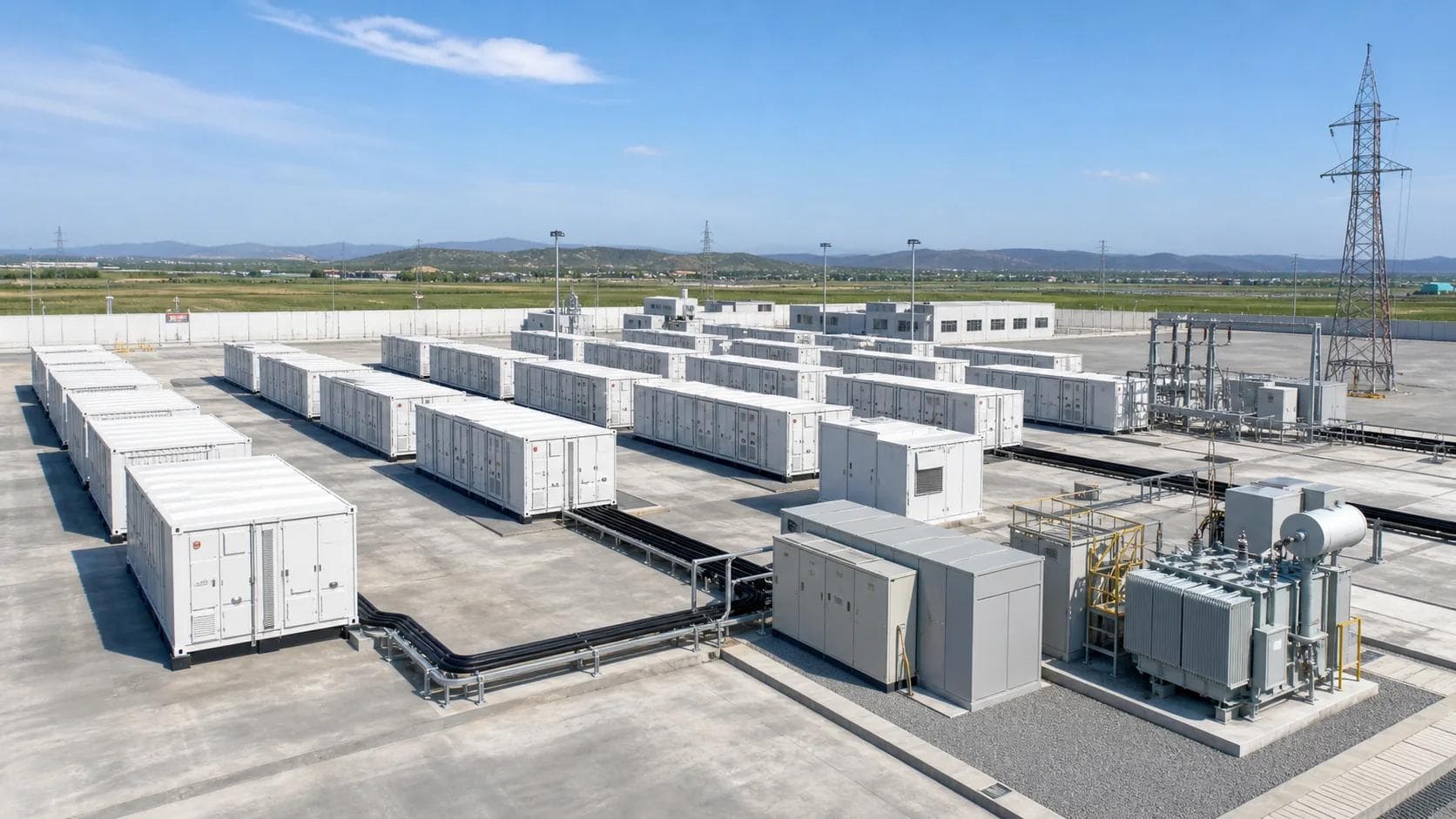 Grid-scale storage station enclosure array