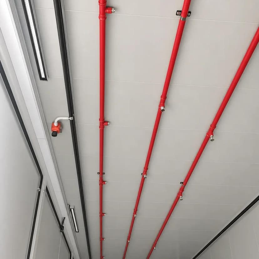 Suppression discharge piping routed along the cabin roof