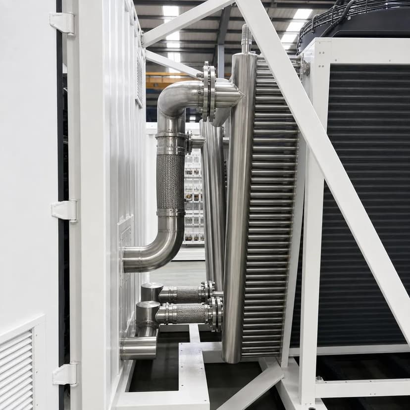 Stainless-steel piping and outdoor dry cooler