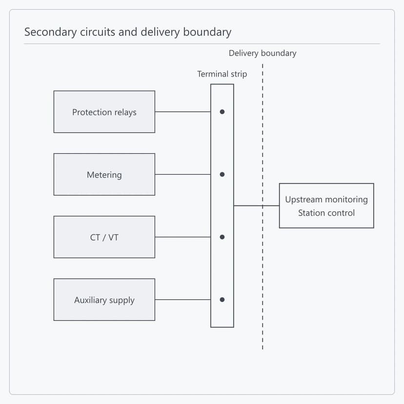 Secondary circuits brought to the terminal strip as the delivery boundary on the YF-KYN450-12