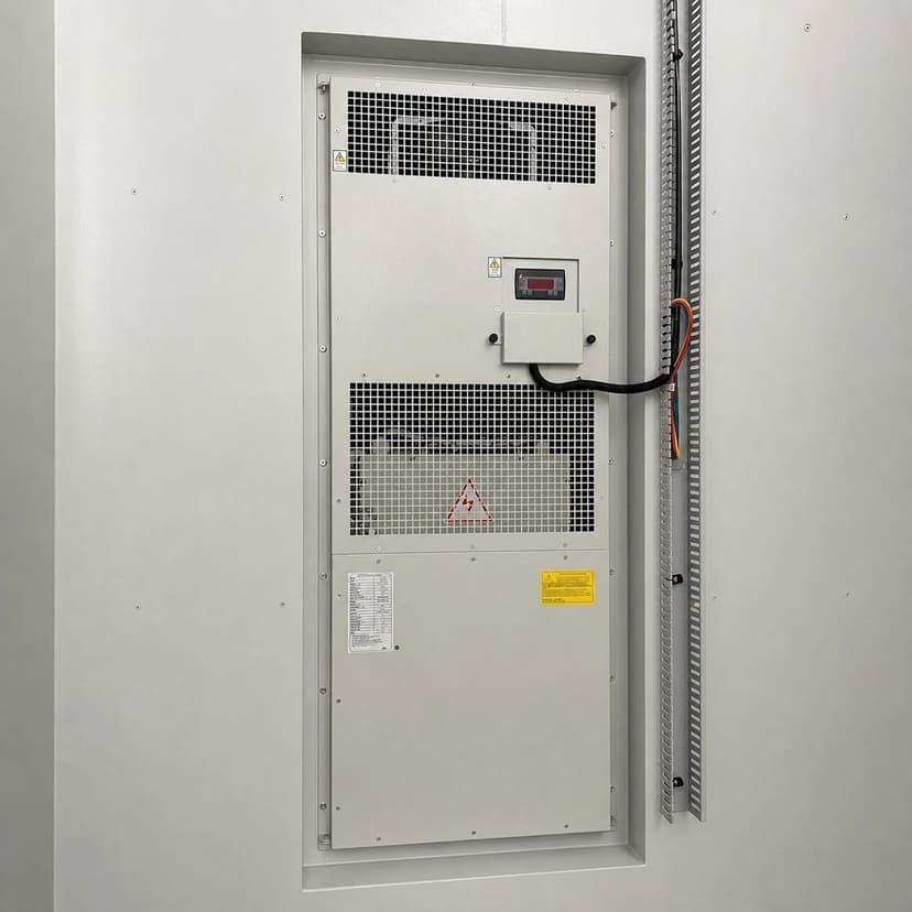 Wall-mounted air conditioning and thermal control unit inside the containerized RO water treatment cabin