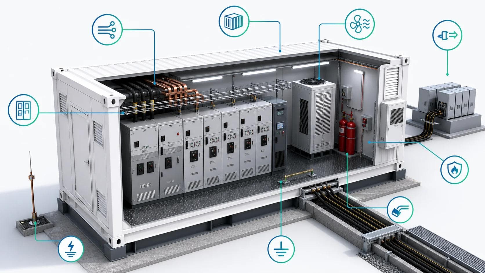 Data center Power E-House solution with factory-built electrical enclosure and power distribution interfaces